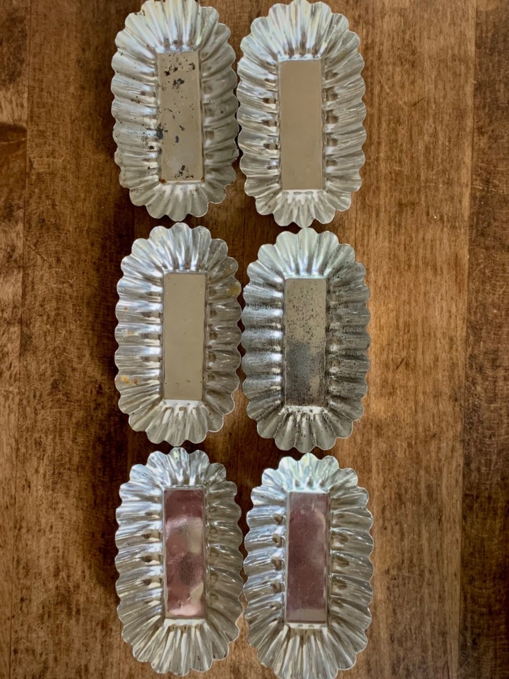 Swedish Sandbakkel Tartlet Molds 6 Fluted Metal Baking Forms Rectangular Fluted